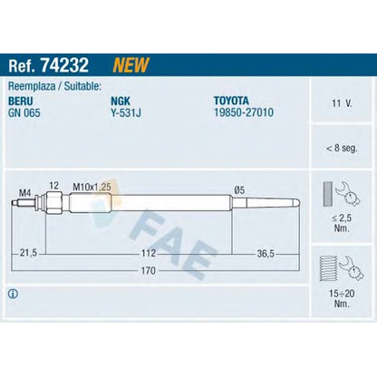 Foto Bujía de precalentamiento FAE 74232