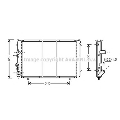 Photo Radiator, engine cooling AVA QUALITY COOLING RT2274