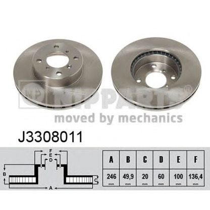 Photo Disque de frein NIPPARTS J3308011