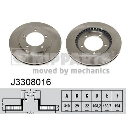 Zdjęcie Tarcza hamulcowa NIPPARTS J3308016