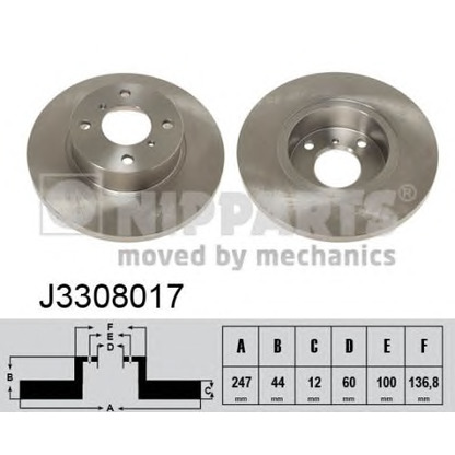 Zdjęcie Tarcza hamulcowa NIPPARTS J3308017