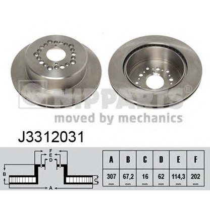 Zdjęcie Tarcza hamulcowa NIPPARTS J3312031