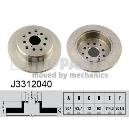 Zdjęcie Tarcza hamulcowa NIPPARTS J3312040