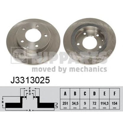 Photo Disque de frein NIPPARTS J3313025