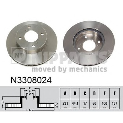 Zdjęcie Tarcza hamulcowa NIPPARTS N3308024