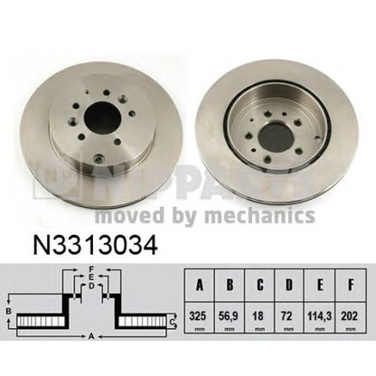 Zdjęcie Tarcza hamulcowa NIPPARTS N3313034