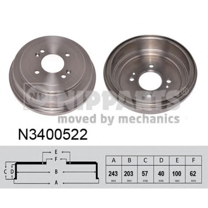 Foto Bremstrommel NIPPARTS N3400522