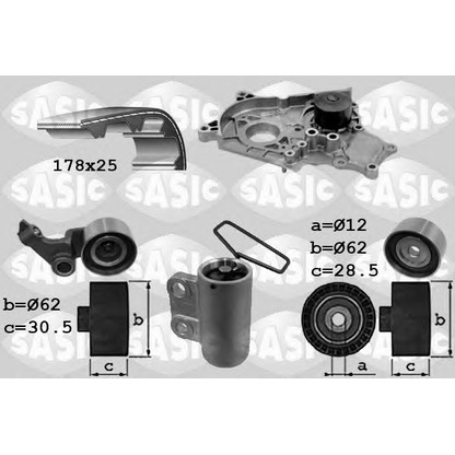 Photo Pompe à eau + kit de courroie de distribution SASIC 3906040