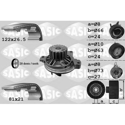 Photo Water Pump & Timing Belt Kit SASIC 3906049