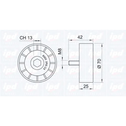 Photo Deflection/Guide Pulley, v-ribbed belt IPD 150842