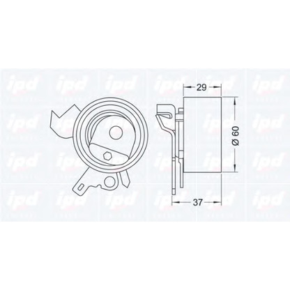 Photo Tensioner Pulley, timing belt IPD 141072