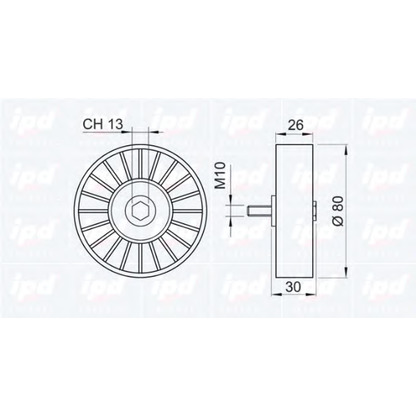 Photo Deflection/Guide Pulley, v-ribbed belt IPD 150348