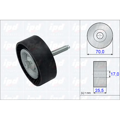Photo Deflection/Guide Pulley, v-ribbed belt IPD 153829