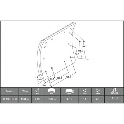 Photo Brake Lining Kit, drum brake ABEX B2858159