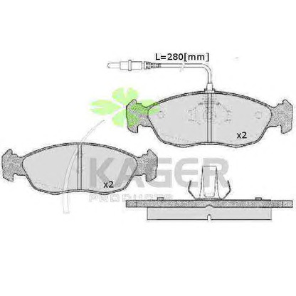 Photo Kit de plaquettes de frein, frein à disque KAGER 350010