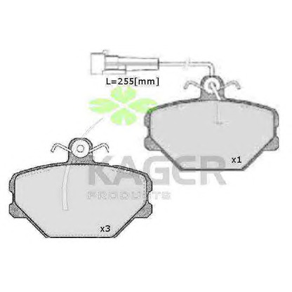 Photo Brake Pad Set, disc brake KAGER 350012