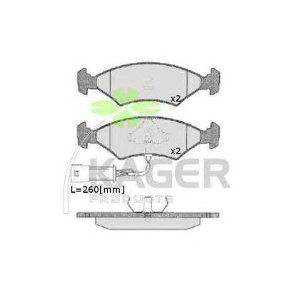 Photo Brake Pad Set, disc brake KAGER 350181