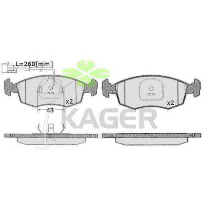 Photo Kit de plaquettes de frein, frein à disque KAGER 350231