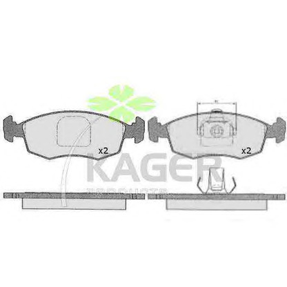 Фото Комплект тормозных колодок, дисковый тормоз KAGER 350232