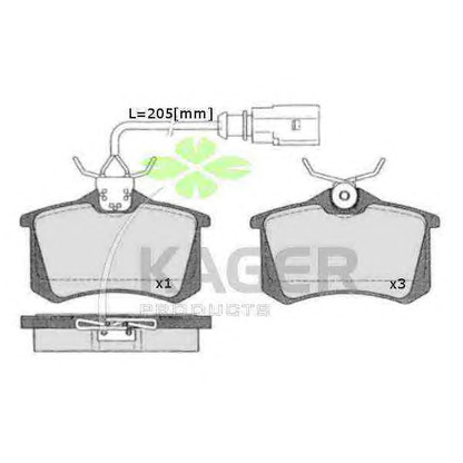 Photo Brake Pad Set, disc brake KAGER 350248