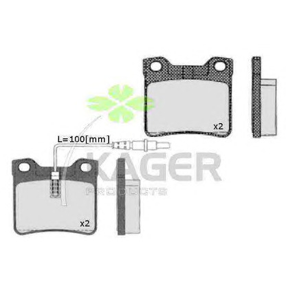 Photo Brake Pad Set, disc brake KAGER 350275