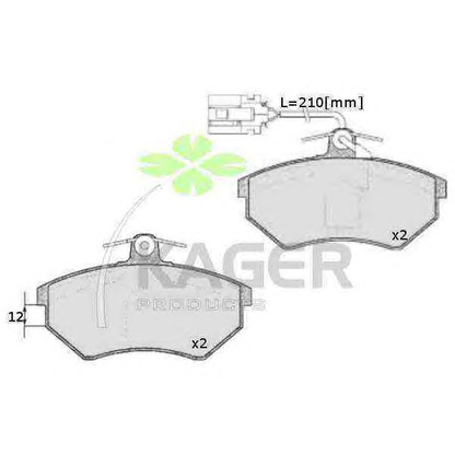 Photo Brake Pad Set, disc brake KAGER 350412