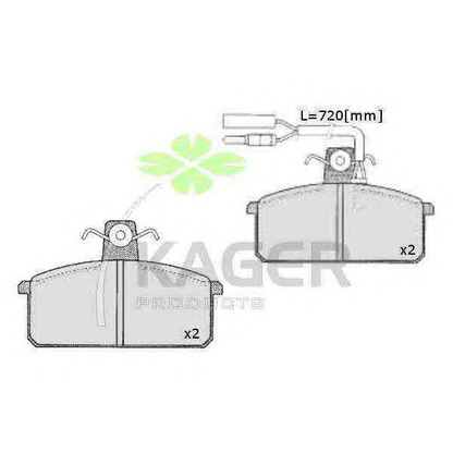 Photo Brake Pad Set, disc brake KAGER 350436