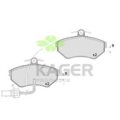 Photo Kit de plaquettes de frein, frein à disque KAGER 350466