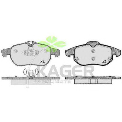 Photo Brake Pad Set, disc brake KAGER 350524