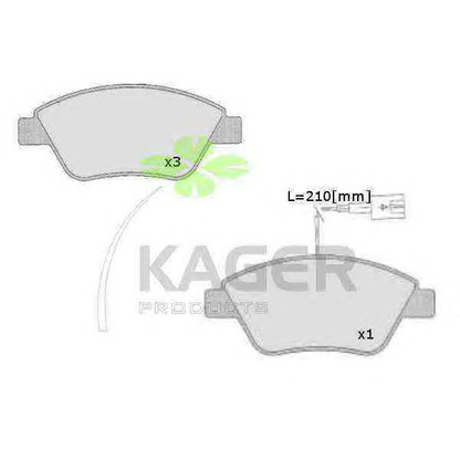 Photo Kit de plaquettes de frein, frein à disque KAGER 350543