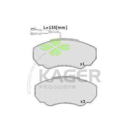 Фото Комплект тормозных колодок, дисковый тормоз KAGER 350565