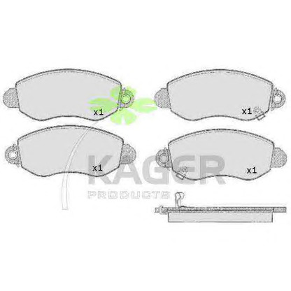 Photo Brake Pad Set, disc brake KAGER 350574