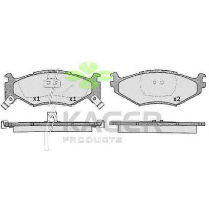 Photo Brake Pad Set, disc brake KAGER 350580