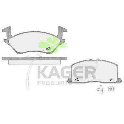 Photo Kit de plaquettes de frein, frein à disque KAGER 350598