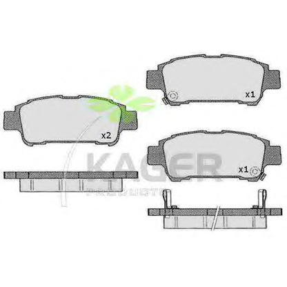 Photo Kit de plaquettes de frein, frein à disque KAGER 350621