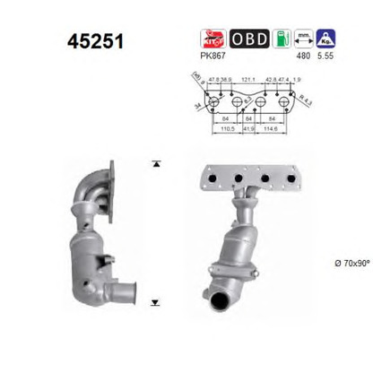 Foto Catalizador; Catalizador codo admisión AS 45251