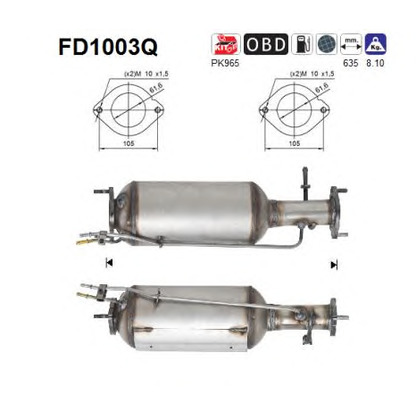 Photo Soot/Particulate Filter, exhaust system AS FD1003Q