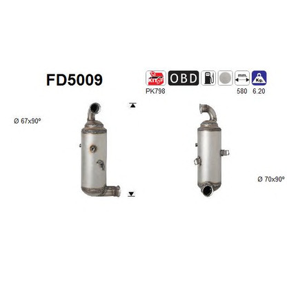 Photo Soot/Particulate Filter, exhaust system AS FD5009