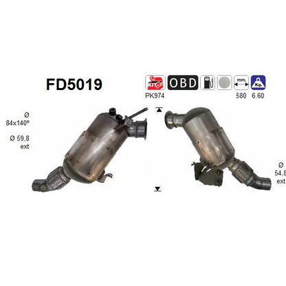Photo Soot/Particulate Filter, exhaust system AS FD5019