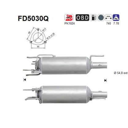 Photo Soot/Particulate Filter, exhaust system AS FD5030Q