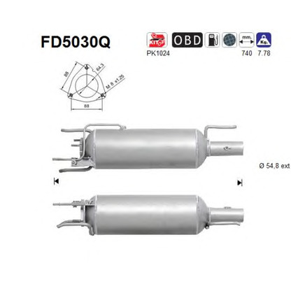 Фото Сажевый / частичный фильтр, система выхлопа ОГ AS FD5030Q