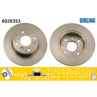 Photo Disque de frein GIRLING 6026353