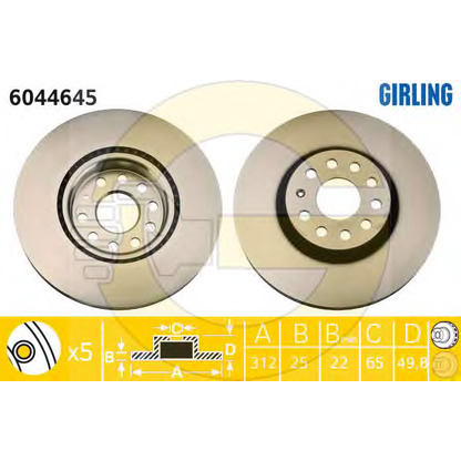 Photo Brake Disc GIRLING 6044645