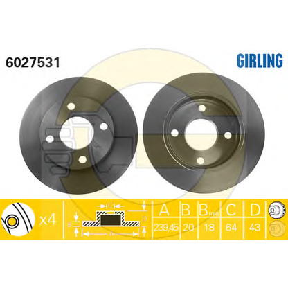 Photo Kit de freins, frein à disques GIRLING 6410972