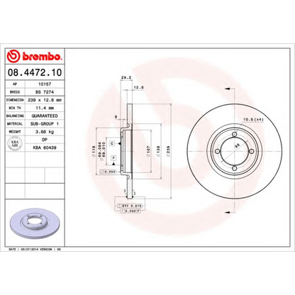 Foto Disco  freno BRECO BS7274