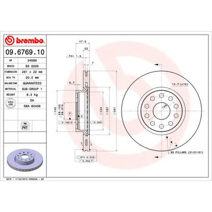 Foto Disco  freno BRECO BS8206