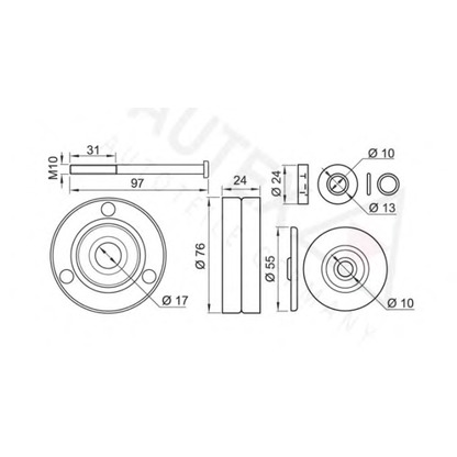 Photo Deflection/Guide Pulley, v-ribbed belt AUTEX 654470