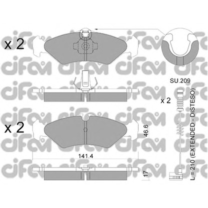 Photo Kit de plaquettes de frein, frein à disque CIFAM 8225711K