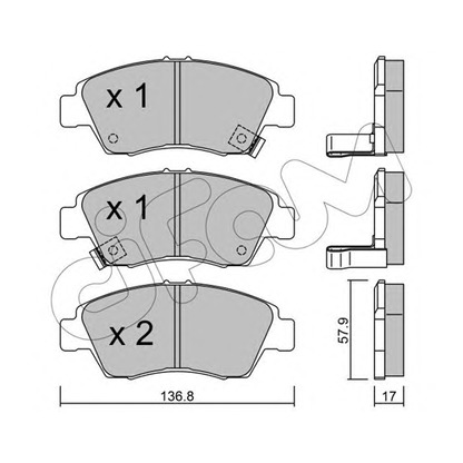 Photo Kit de plaquettes de frein, frein à disque CIFAM 8221750