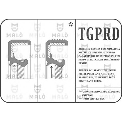 Photo Shaft Seal, crankshaft; Shaft Seal, camshaft MALÒ 1038PRDF